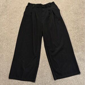 Women’s HALARA Black Wide-Leg Waffle Knit Trousers: M Petite